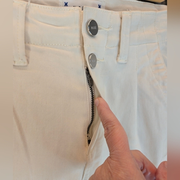 Paige Womens Mayslie Joggers Sz 23x25.5 Quartz Sand Beige Double Button Pleated - Picture 5 of 13